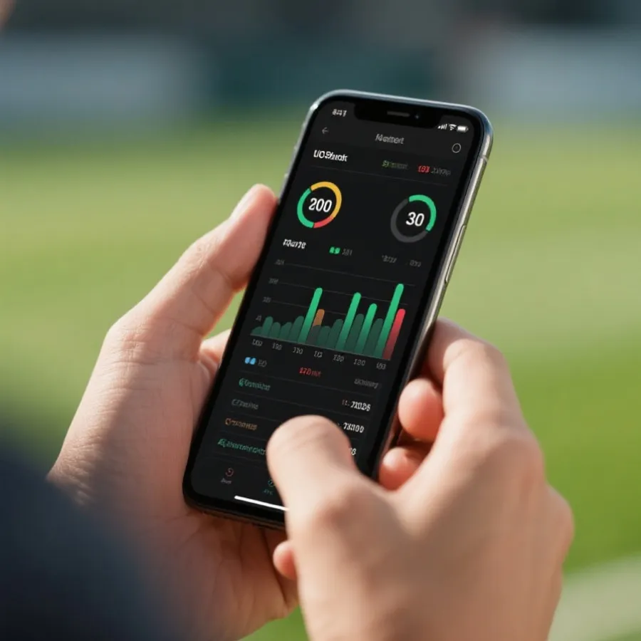 手機查看賽事數據示意圖
